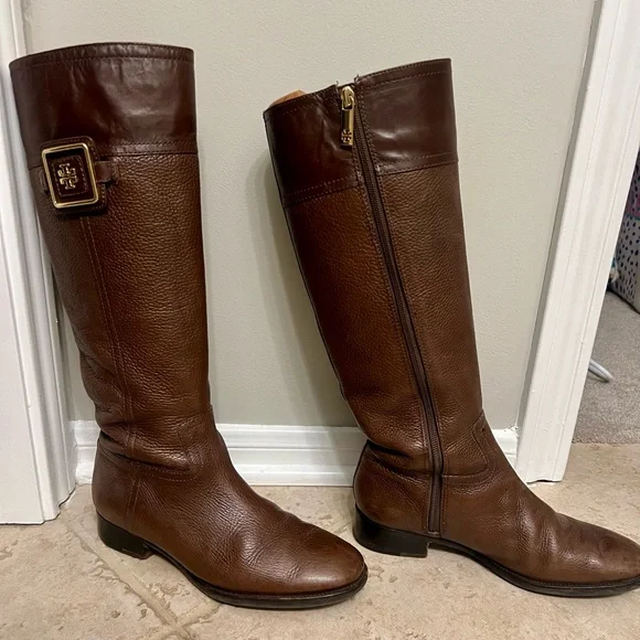 Tory Burch Brown Leather Knee-High Boots